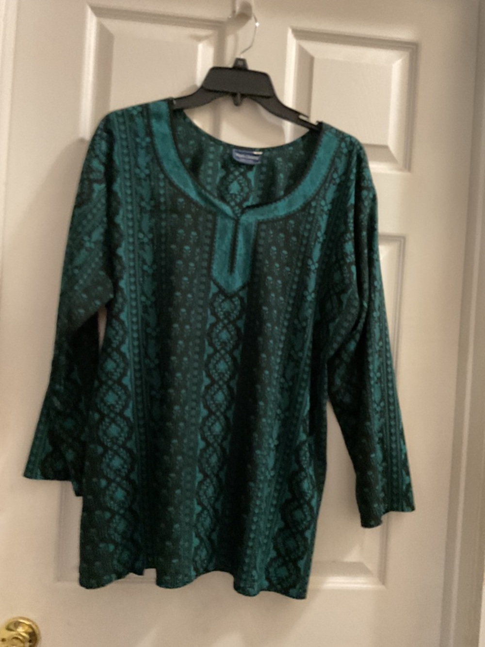 Green Patterned Women's Tunic Top